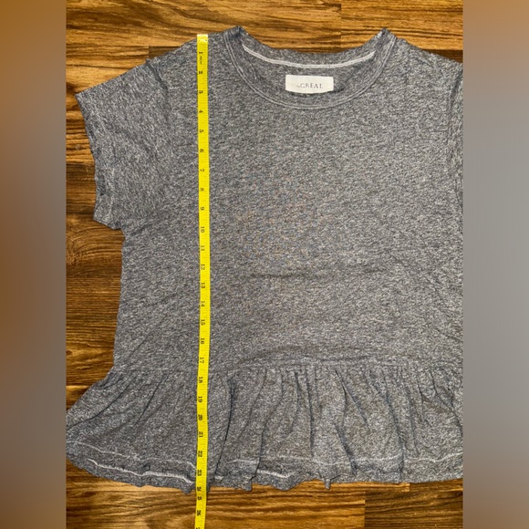 THE GREAT Gray Crew Neck Short Sleeve Shirt size 3 - Picture 14 of 15